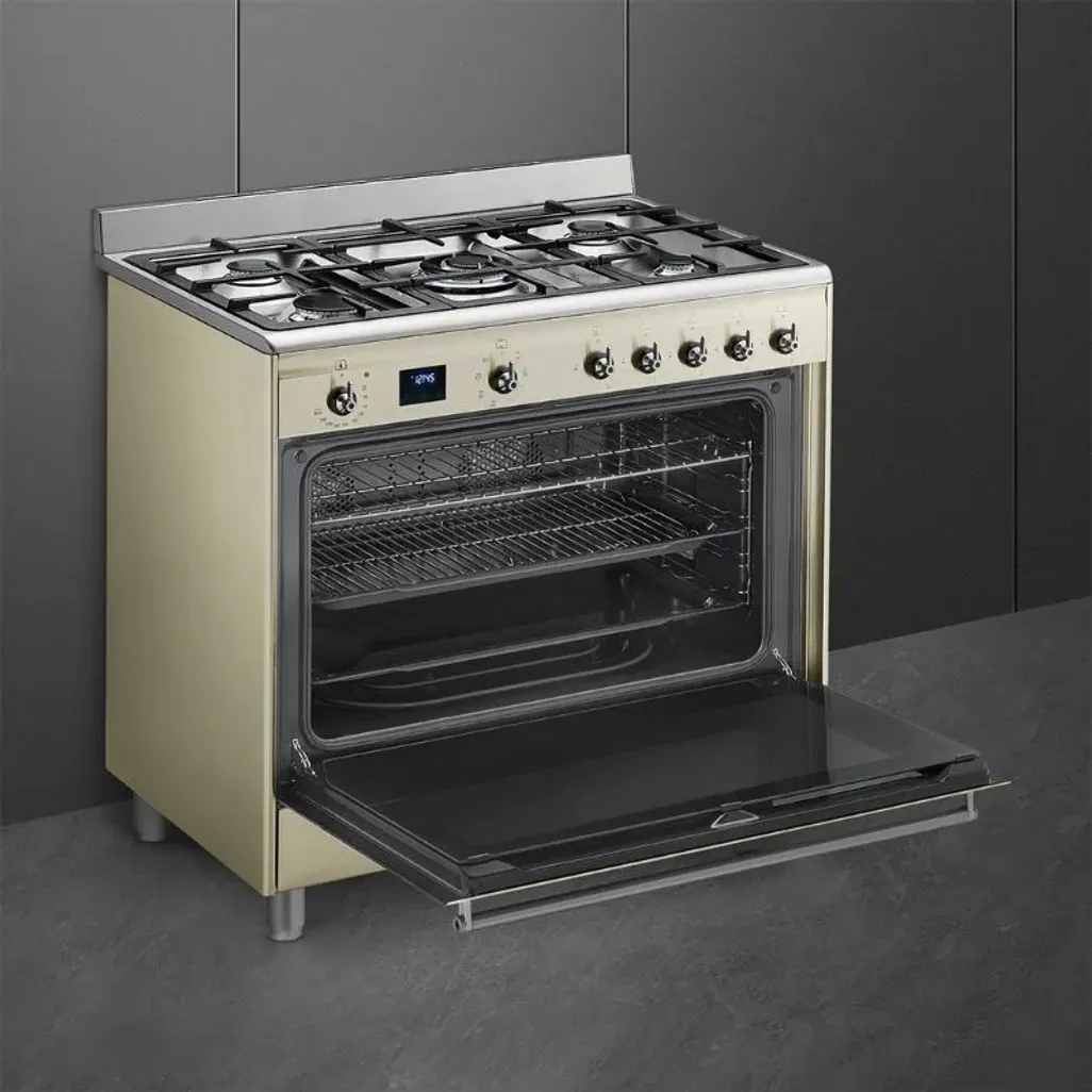 Smeg 90cm Cream Gas / Electric Cooker |SSA91MAP2