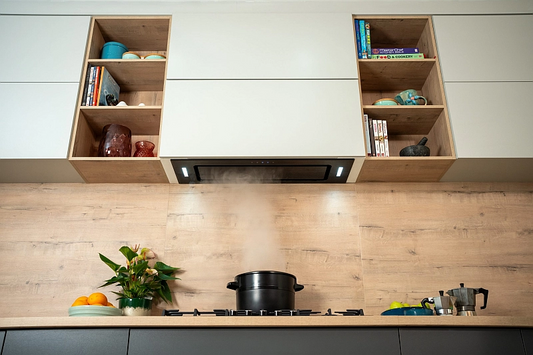 Falco 90cm Black Glass Integrated Extractor | FAL-90-BIG-B