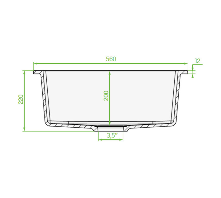 Laveo Ibiza One Bowl Undermount Granite Sink Black