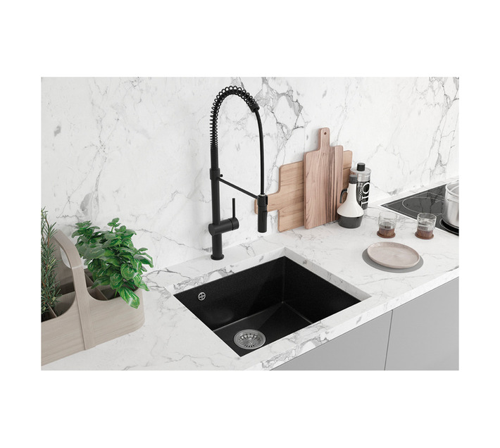 Laveo Ibiza One Bowl Undermount Granite Sink Black