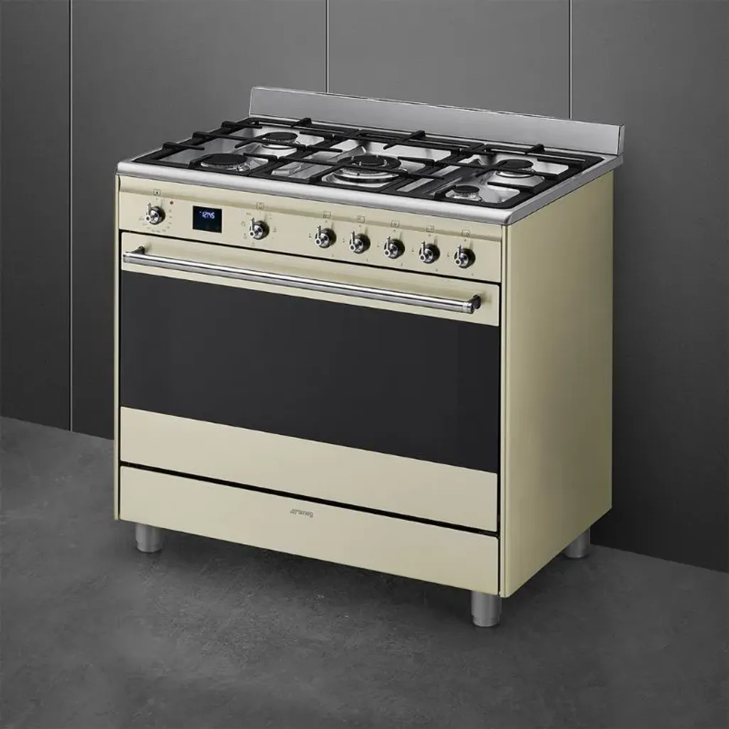 Smeg 90cm Cream Gas / Electric Cooker |SSA91MAP2