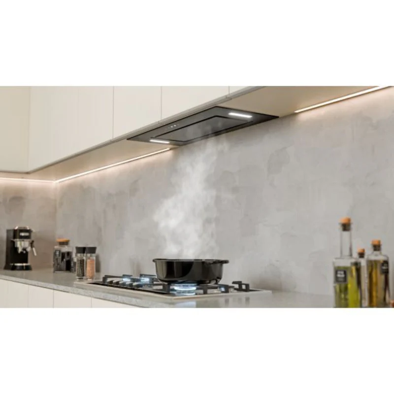 Falco 90cm Black Glass Integrated Extractor | FAL-90-BIG-B